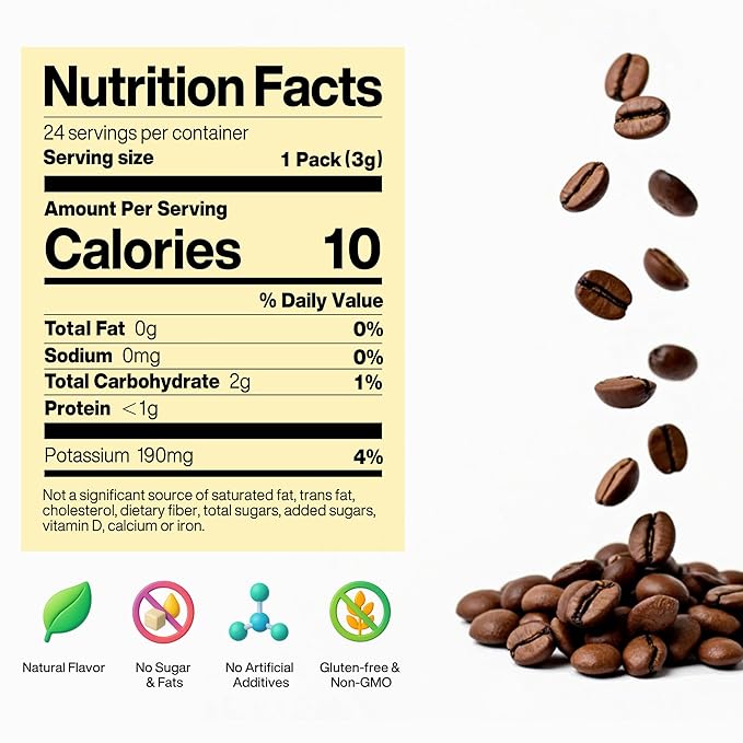 SATURNBIRD Instant Coffee Cold Brew，Coffee Packets of French Roast, 100% Arabica, Enjoy Hot/Cold Freeze Dried Iced Coffee, 24 Single Servings for Home, Travel, Office (NO.6)