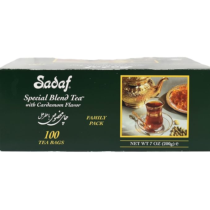 Sadaf Cardamom Tea Bags | Special Blend Cardamom Ceylon Black Tea | Quicktea Product harvested in Sri Lanka | 100 bags (Pack of 1)