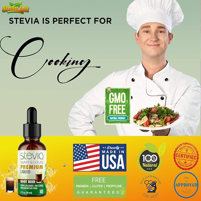 Root Beer Premium Quality Stevia Drops | Organic Liquid Stevia | Best Sugar Substitute | 100% Pure Extract | All Naturally Sweet | Non-Bitter, 0 Calorie, NON-GMO, Diabetic & Keto Friendly (1oz)