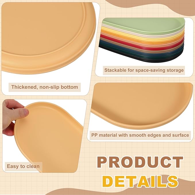 uxcell 2Pcs Fast Food Serving Trays, 9.4x5.1 Oval Reusable Restaurant Serving Trays for Kitchen Restaurant Coffee Fruit Burger Lunch Dessert, Cream Yellow