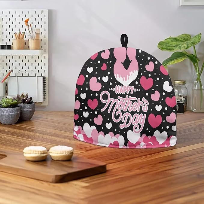 Heart Love Tea Cozy for Teapot Insulated Teapot Cozy Mom Kitchen Essentials Tea Pot Cozy for Keeping Warm Dust Proof Teapot Insulation Cover for Mother's Day