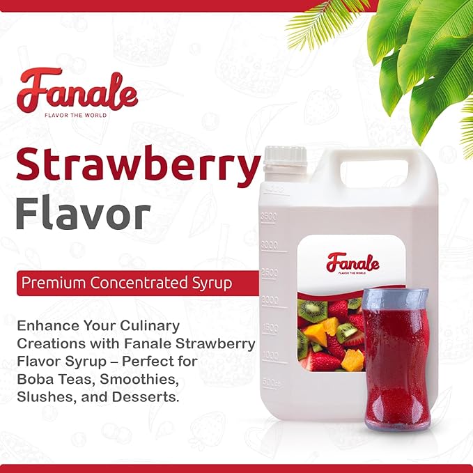 Fanale Premium Flavoring Concentrated Syrup for Bubble Tea | Strawberry Flavor Syrup | for Boba Tea, Smoothies, Slushes, Desserts | 11 pound | SRP010