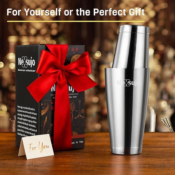Boston Shaker Set, Professional Cocktail Shaker Set (18oz/28oz), Weighted Stainless Steel Bar Shaker for Bartending, Leakproof & Dishwasher Safe, Ideal for Home Bar and Professional Bartender