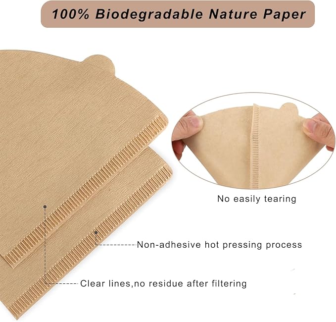 Adove Coffee Filter, Size 02 Cone Coffee Filters Disposable, 100 Count Unbleached Natural Paper Filters 2-4 Cup, 2 Cone For Pour Over and Drip Coffee Maker(100)