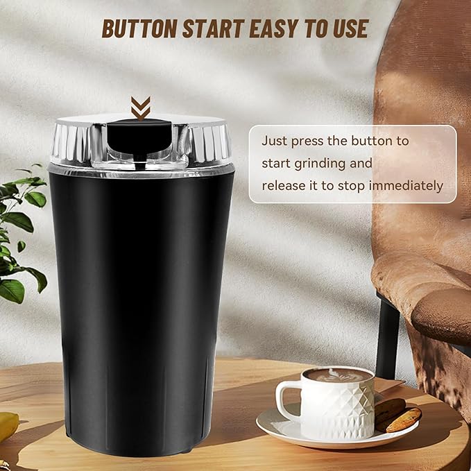 Small Coffee Grinder and Herb Grinder with 150W Powerful Motor & Anti-Skid Bottom, Designed for Grinding Spices, Nuts, and Coffee