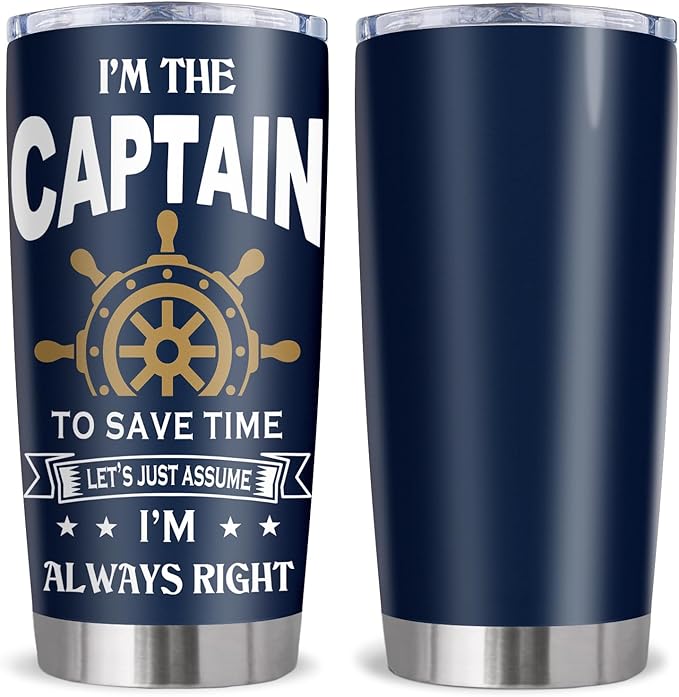 Gifts for Boat Owners, Boat Stuff Accessories Gift for Men, Christmas Captain Boater Gifts Tumbler 20Oz, Boating Captain Gift for Men