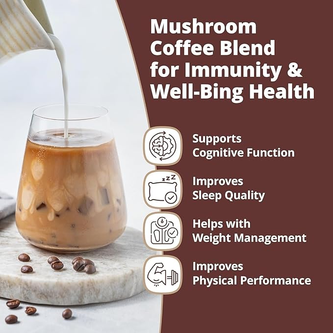 Bella all Natural Instant Mushroom Coffee – Organic Instant Coffee with Lion’s Mane & Chaga 30 Servings | Healthy for Focus, Brain Support & Immunity | Mushroom Coffee Powder