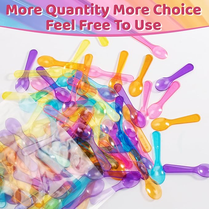 Mini Spoons - 200PCS Dessert Spoons Plastic Disposable Cutlery Small Plastic Spoons For Ice Cream Cake Jelly Pie Yogurt Dessert For Party Celebrations Multi-Color