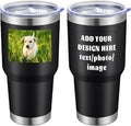 MEWAY Personalized Custom 30oz Stainless Steel Tumbler with Lid, Insulated Double Wall Vacuum Travel Coffee Tumbler Gifts with Text Photo Logo (Black, 1pack)