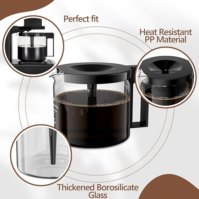 10-Cup Coffee Pot Replacement for Moccamaster Technivorm KBG, KBGV & CDG Coffee Maker (89830), Glass Carafe Compatible with Moccamaster Coffee Machine,Glass Coffee Pot, BPA Free, Dishwasher Safe