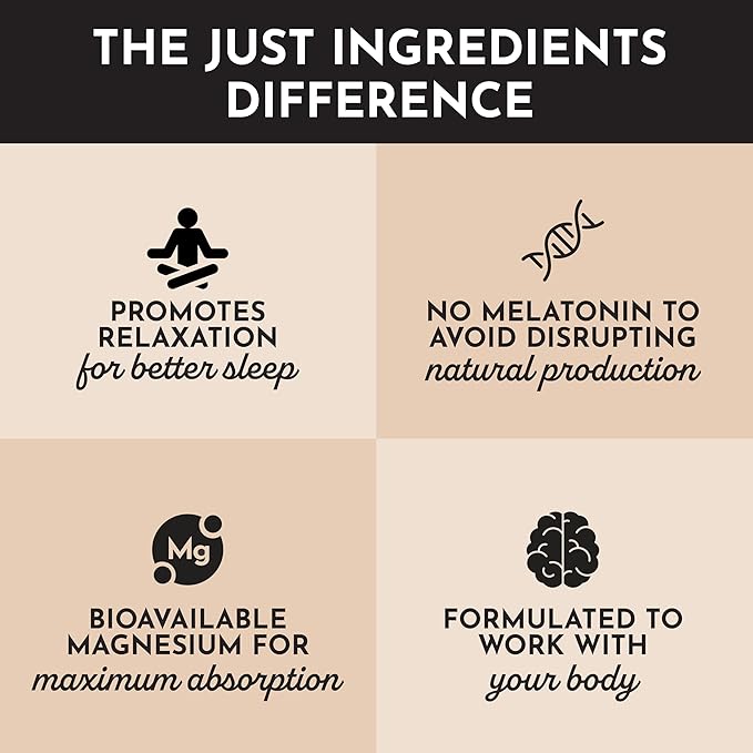 JUST INGREDIENTS Chai Nighttime Relax Drink Mix – 30 Servings | No Sugar Added | Magnesium, L-Theanine, Chamomile & Tart Cherry Extract | Supports Relaxation & Restful Evenings