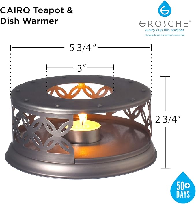 GROSCHE Cairo Premium Teapot Warmer - Tea Pot Warmer with Candle - Tea Warmers for Teapot - Food Warmer - Pot Warmer (Bronze)