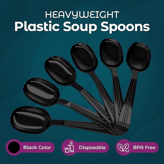 Plastic Spoons Heavy Duty - Soup Spoons - Disposable Spoons Utensils - Cutlery for Parties and Events Pack of 500