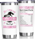 Aunt Gifts, Christmas Gift from Niece Nephew, 20 OZ Tumbler Best Aunts Gifts for Auntie, Auntiesaurus Insulated Cup with Lid Unique Funny Birthday Xmas Gift for Women, New Auntie, Aunt to Be