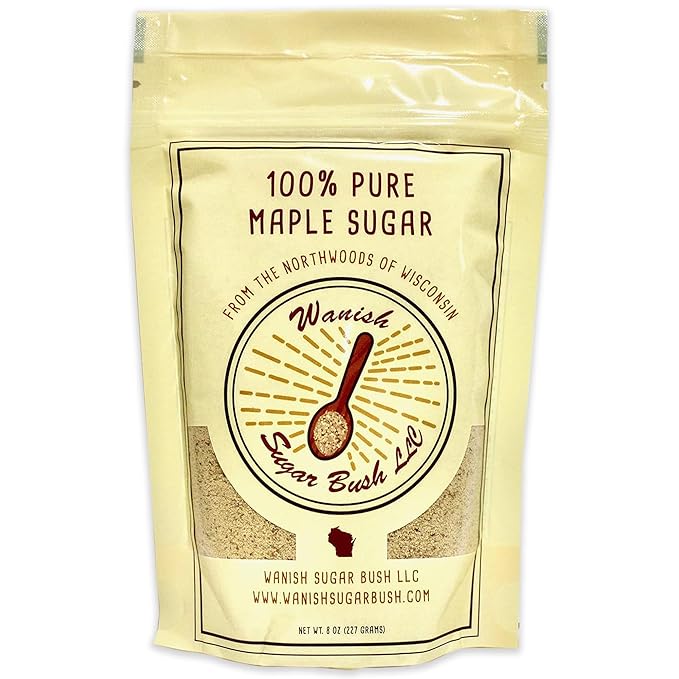 Wanish Sugar Bush Organic Maple Sugar - 100% Pure, Granulated Maple Sugar from the Lush Northwoods of Wisconsin, Perfect for Baking and Beverages - Natural Sweetener in 8 oz Bag