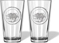 Bear Brown Grizzly Hunting Gifts for Hunters and Outdoorsman Mallard Whiskey Glass with Coaster Rustic Décor for Mountain Cabin Lake House Beer Pint Glass Dad (Bear, Double Pint Glass)