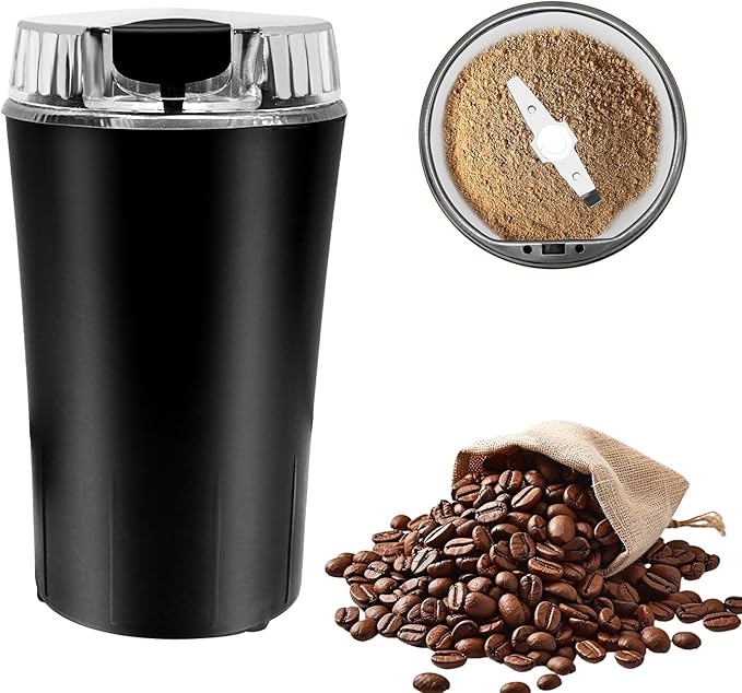 Small Coffee Grinder and Herb Grinder with 150W Powerful Motor & Anti-Skid Bottom, Designed for Grinding Spices, Nuts, and Coffee