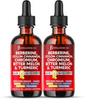 Berberine with Ceylon Cinnamon Supplement Liquid Drops + Bitter Melon Extract, Glucomannan, Gymnema, Chromium, Turmeric, Panax Ginseng, Moringa- 4 OZ