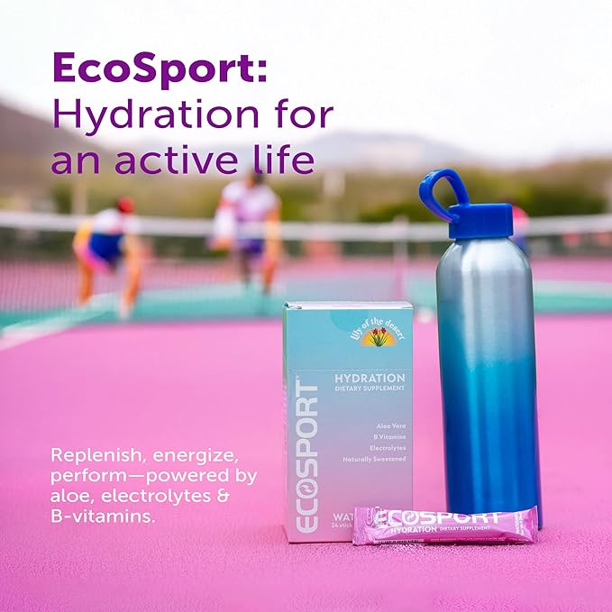 Lily of the Desert EcoSport Instant Hydration Packets - Naturally Sweetened with Electrolytes, Vitamin C, B Vitamins & Aloe, Blueberry Acai, 24 Count, 0.25 Oz Ea