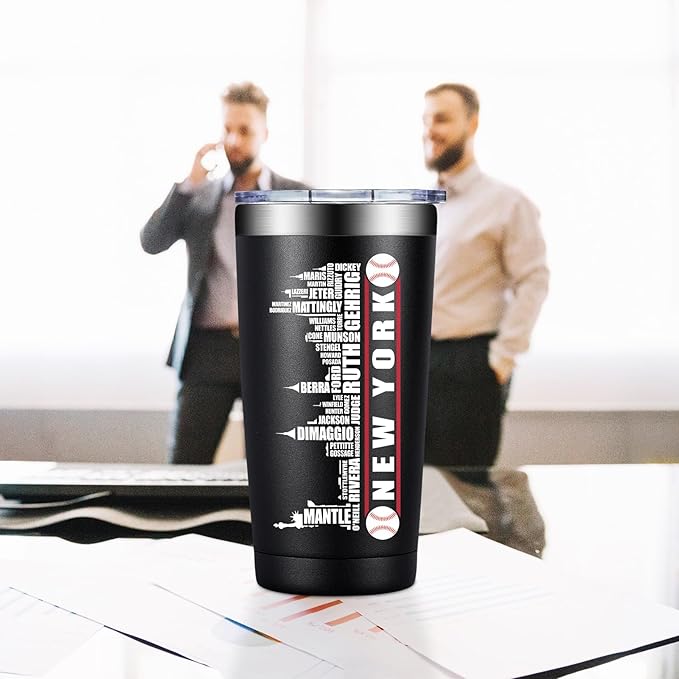 BIRGILT Legends New York Baseball City Skyline Gifts - Baseball Gifts for Men, Christmas, Father's Day, Birthday Gifts for Fans - Tumbler Cup 20oz