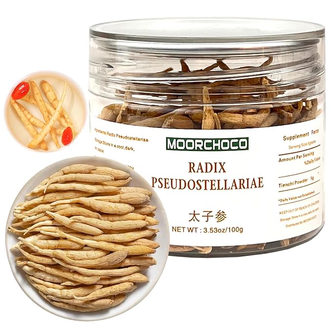 Radix Pseudostellariae-Pure and Natural Herbal Tea -Chinese herbal medicine- 太子参3.53oz/100g (Radix Pseudostellariae)