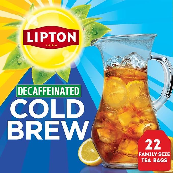 Lipton Decaf Cold Brew Family Size Tea Bags, 22 CT (Pack of 6)