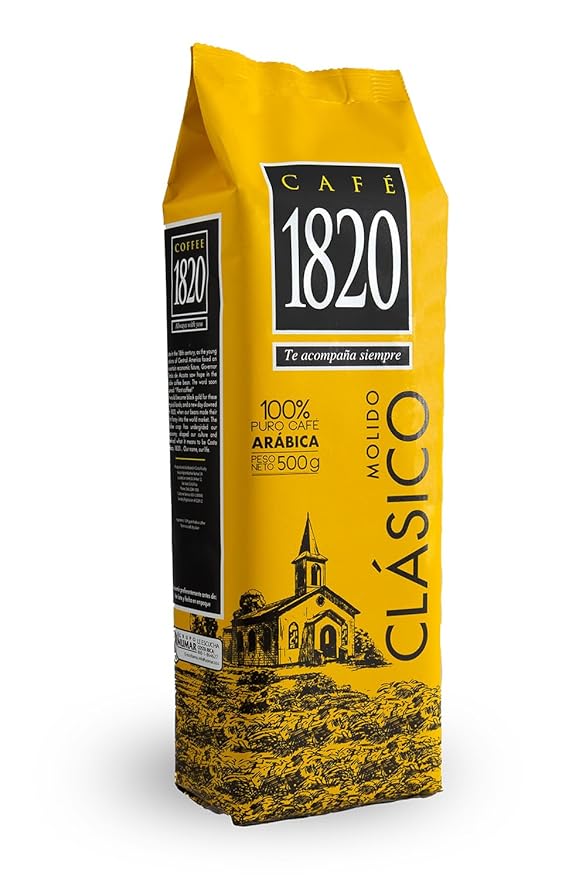 Café 1820 Classic, Premium Costa Rican Ground Coffee, 100% Arabica, Dark Roast, High Altitude Blend with Aroma & Fruity Notes, 18 oz