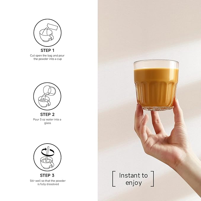 Collagen Peptide Milk Coffee - Rich in Premium Marine Fish Collagen Peptides, Multivitamins (B6/B12/C/E) and Prebiotics, Instant Milk Coffee with Creamer for Skin, Antioxidant, Aging and Gut Health