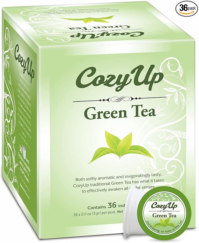 Cozy Up 36-Count Green Tea Pods Compatible with Keurig K-Cup Brewers