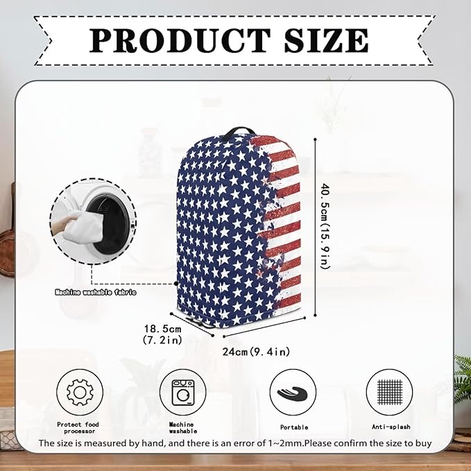 American Flag Art Blender Cover Dust Proof Small Appliance Cover Foldable Dust Cover Kitchen Decorations for Blender Food Processor Juicer