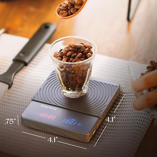 Sensitive Coffee Scale with Timer – High Accuracy Small Espresso Scale for Barista Tools, Pour Over, and Drip Coffee – Precision Espresso Scale with Timer