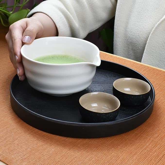 Artcome 7-Piece Matcha Tea Set - Complete Japanese Ceremony Kit with Bowl, Whisk, Scoop, Strainer & Guide, White
