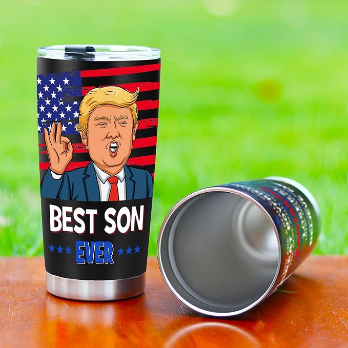 Gifts for Son from Mom Dad, Best Son Ever Gifts - Christmas Birthday Gift for Sons Adult, 20 OZ Sons Stainless Steel Insulated Travel Coffee Tumbler Cup