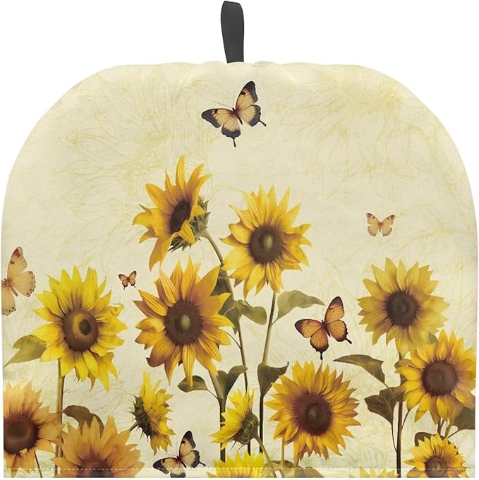 Butterfly Tea Pot Cozy for Keeping Warm Sunflower British Tea Pot for Kitchen Accessories Gift to Women Dust Proof Kettle Kitchen Dust Cover