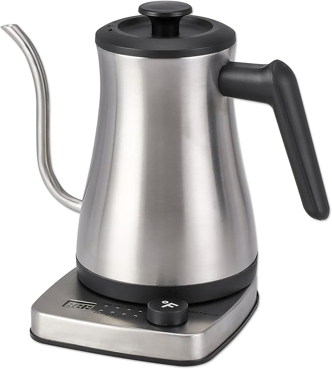 1.0L 1500W Gooseneck Electric Kettle - Stainless Steel Interior - Rapid-Boil - Auto Shut-Off, Boil-Dry Protection, Temperature Control, LED Indicator - Silver by The Display Guys