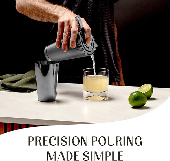 Mixology Cocktail Shaker Boston Shaker Set Professional Weighted Martini Shakers, Strainer and Japanese Jigger, Portable Bar Set for Drink Mixer Bartending, Exclusive Recipes Cards (Gun-Metal Black)