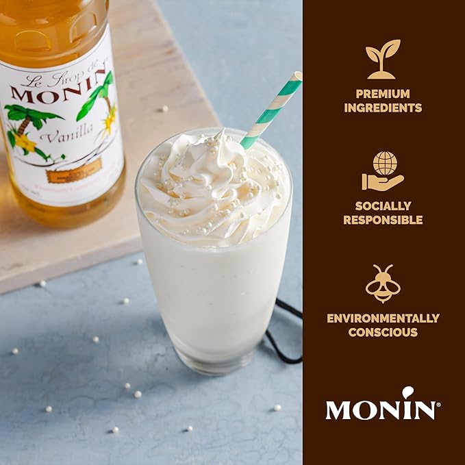 Monin - Vanilla Syrup, Versatile Flavor, Great for Coffee, Shakes, and Cocktails, Gluten-Free, Non-GMO (1 Liter)