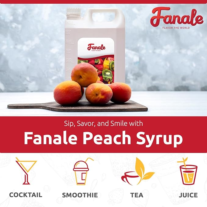 Fanale Premium Flavoring Concentrated Syrup for Bubble Tea 11 lb | Peach Flavor Syrup | for Boba Tea, Smoothies, Slushes, Desserts | 11lb | SRP040