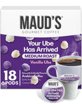 Maud's Vanilla Ube Flavored Coffee Pods, 18 ct, Medium Roast Flavored Coffee in Recyclable Single Serve Pods – 100% Arabica Beans, Compatible with Keurig K Cups Maker