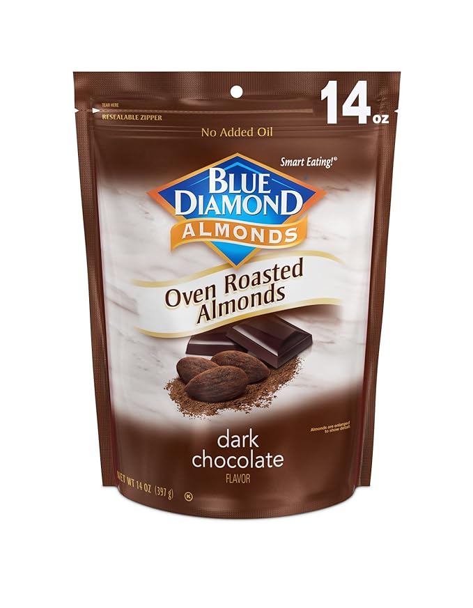 Blue Diamond Almonds Oven Roasted Dark Chocolate Flavored Snack Nuts, 14 Oz Resealable Bag (Pack of 1)