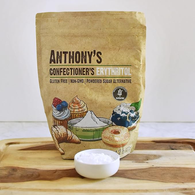 Anthony's Confectioner's Erythritol Powder, 2 lb, Non GMO, Sweetener, Zero Calorie, Keto & Paleo Friendly (Pack of 2)