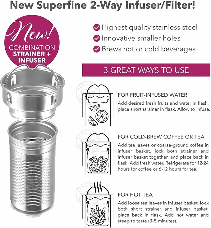 Teabloom Replacement Stainless Steel Infuser Basket for Cosmopolitan Tumbler by Teabloom - Will Not Work With Other Tumblers or Brands.