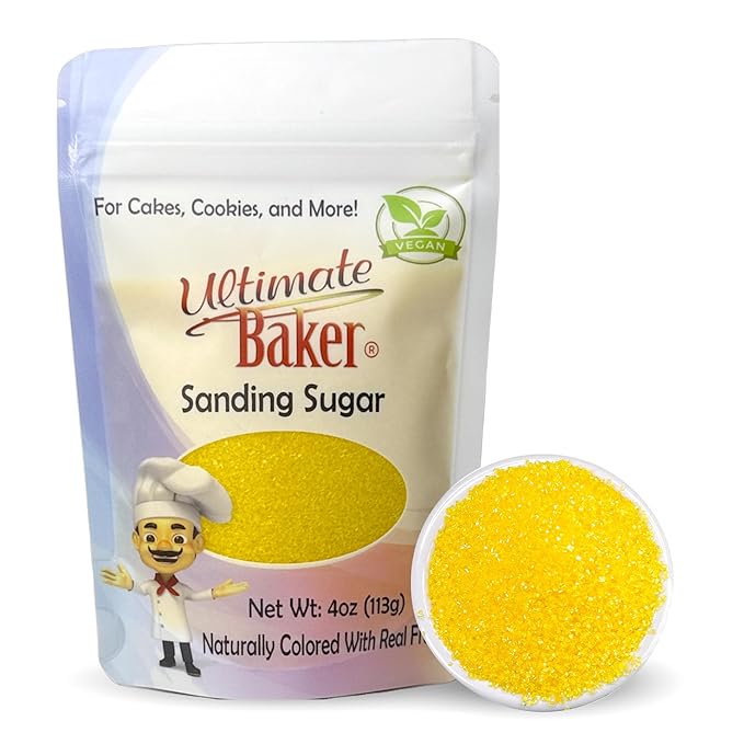 Ultimate Baker - Sanding Sugar, Yellow - Vibrant, Naturally Colored Baking & Decorating Sugar, Perfect for Sprinkling on Cakes, Desserts & Confections, Medium Crystal - 4oz