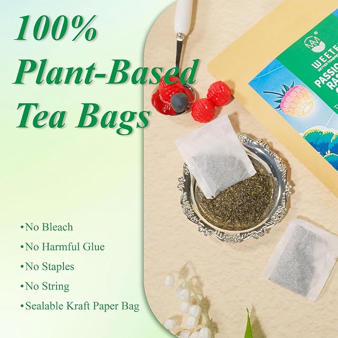 WT WEETEE Passionfruit Raspberry Green Tea, 100 Count Passion Fruit Raspberry Flavored Green Teabags, No Bitter Green Tea Bags, No Add Sweeter
