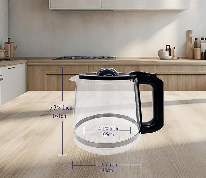 Glass Carafe Replacement Compatible with Mr Coffee 12 Cup Coffee Machine # RF, PC,SC,MMX,MSX, BVMC-RF300, BVMC-MSX23-NLY, BVMC-MMX23,BVMC-SC12BL1-2,BVMC-PL12BL1-NP,BVMC-EM100 Series