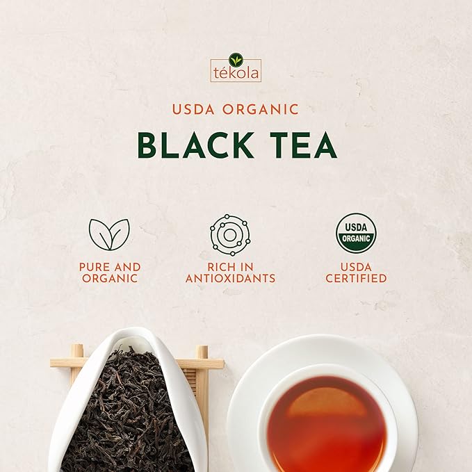 tekola Tea Co. - Organic Black tea. Premium Blend, Processed and Packed in Ceylon, Black Tea Loose Leaf Robust and Flavorful (Organic Black Tea 16 oz.)