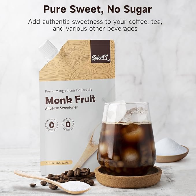 SPICEEL Natural Zero-Sugar Blend: Monk Fruit & Allulose Sweetener keto-friendl for guilt-free baking, beverages, and a healthy lifestyle. (1lb)
