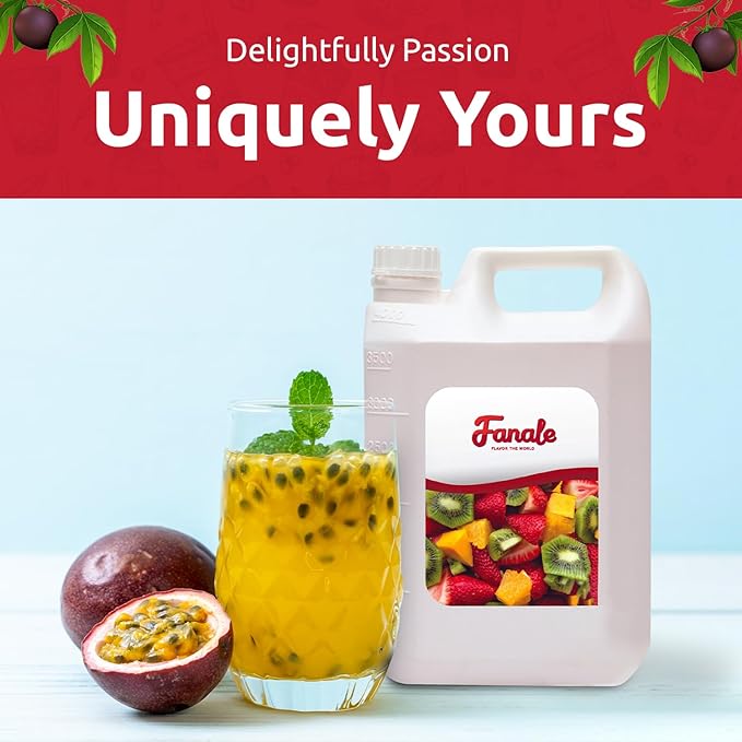 Fanale Premium Flavoring Concentrated Syrup for Bubble Tea 11 lb | Passion Fruit Flavor Syrup | for Boba Tea, Smoothies, Slushes, Desserts | 11lb | SRP030