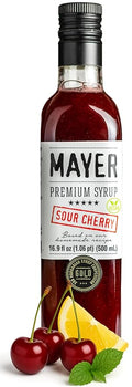 Mayer Hungarian Sour Cherry Syrup – Award-Winning Cherry syrup for drinks, All-Natural Cordial, Handcrafted with 100% Real Fruit, Vegan (16.9 oz Bottle) – Ideal Cocktail Mixer & Dessert Topping