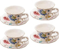 Jomop Ceramic Tea Cups Coffee Cup and Saucers Set of 4 (Blue and Red)